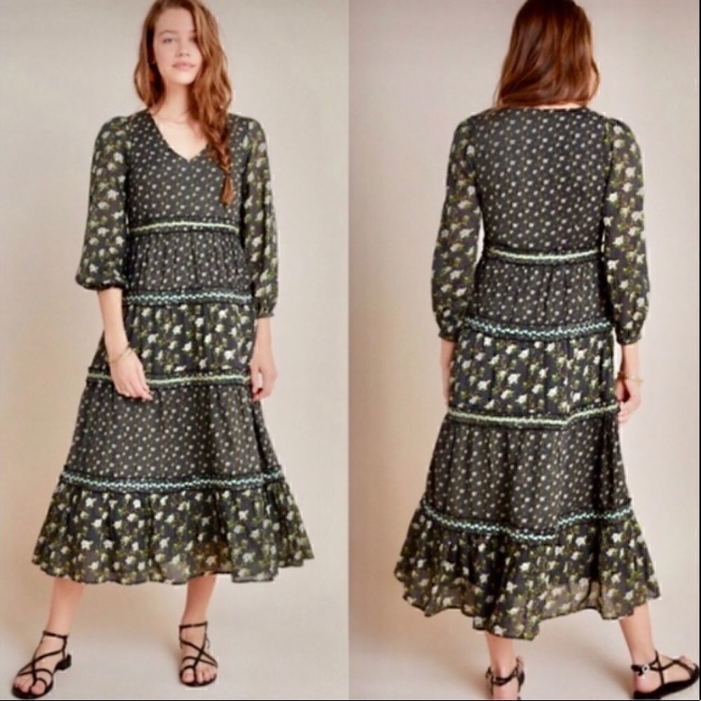 Anthropologie Karoline Tiered Maxi Dress Size 10